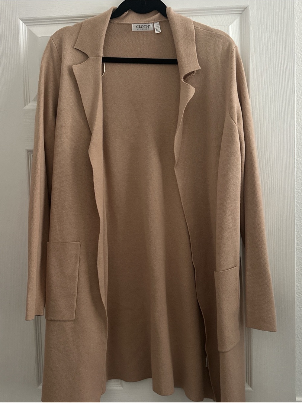 Open-Front Longline Cardigan in Camel